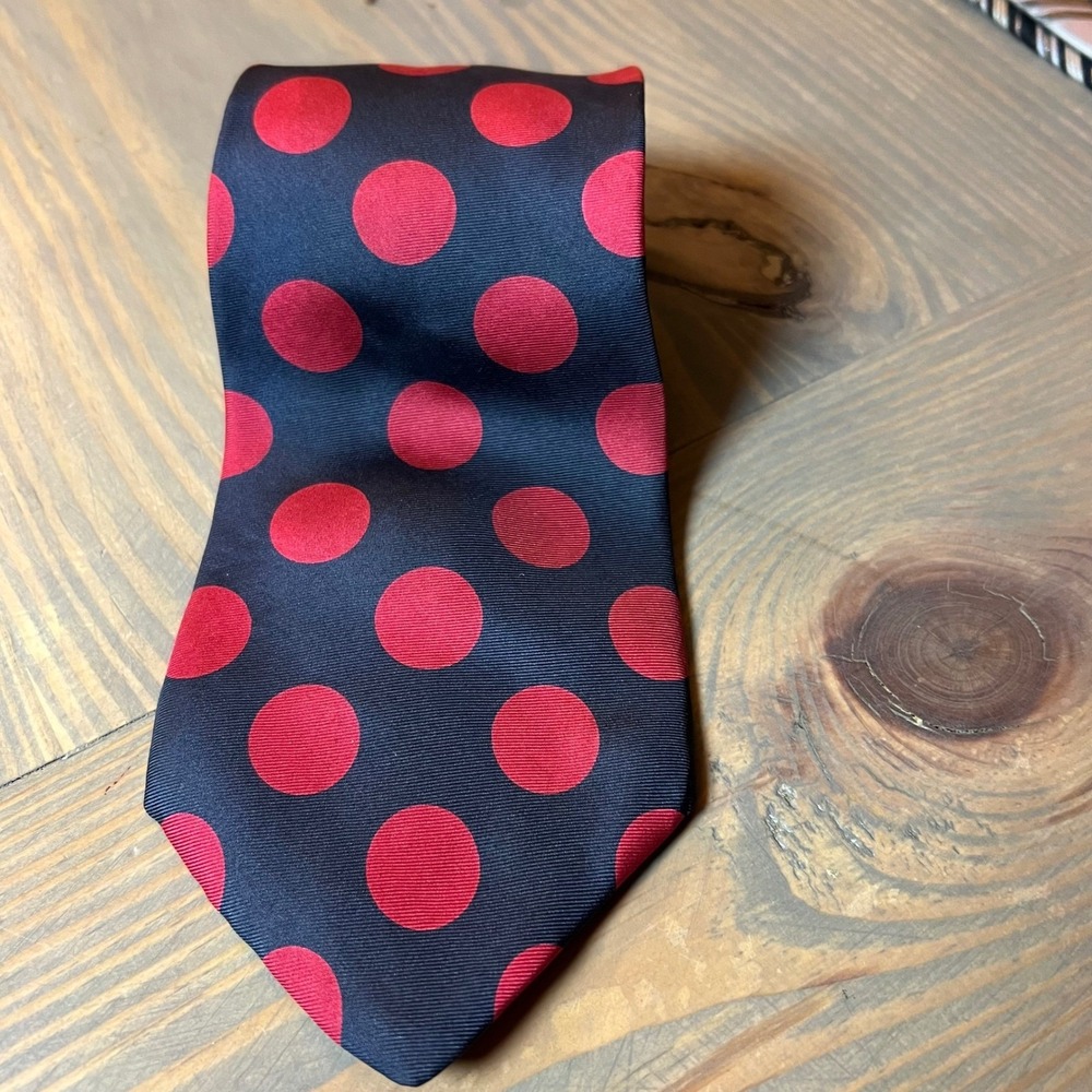 Bert Pulitzer Mens Necktie Large Polka‎ Dot Navy Red One Size